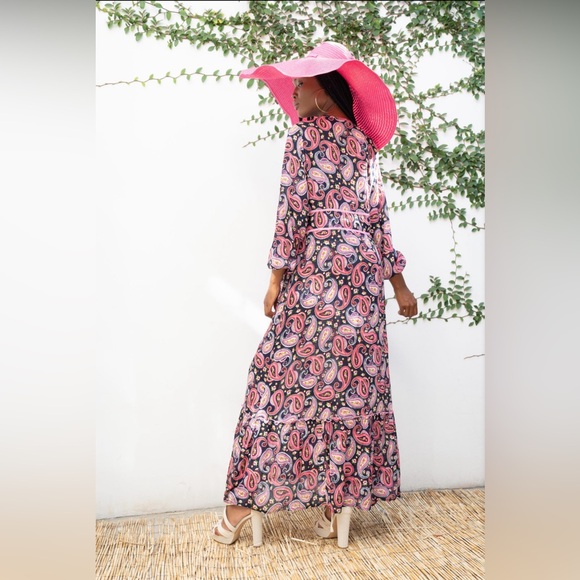 Anthropologie Kitsch & Pop Womens Paisley Maxi Dress Size Medium Button Front - Picture 2 of 8